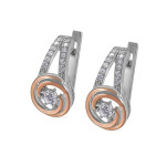 Silver earrings with gold and cubic Zirconia Barbara-10