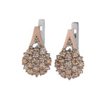 Silver earrings with inlays of gold and zirconium Brusnichka-74