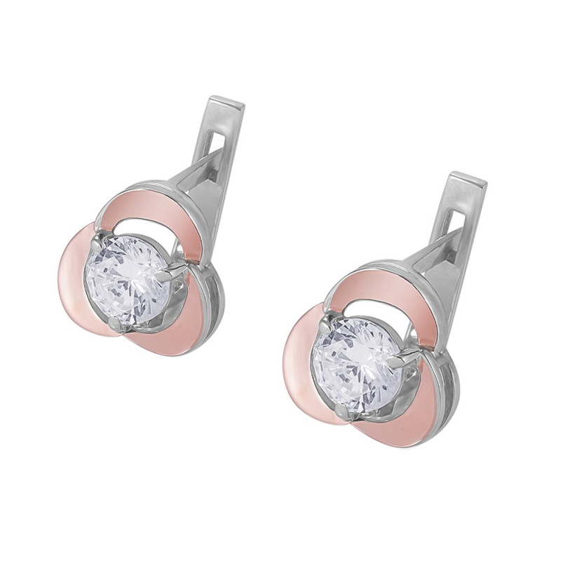 Silver earrings with gold and cubic Zirconia Dzhudit-10