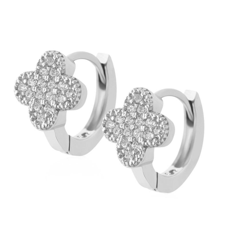 Silver earrings with cubic Zirconia inserts S001-10