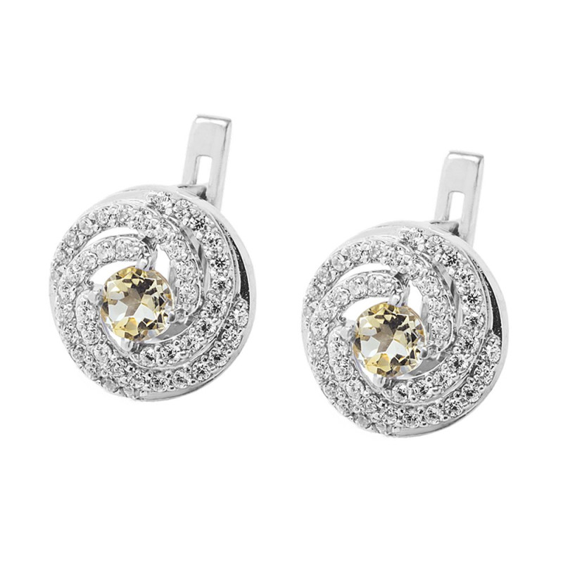 Серебряные серьги с цитрином и куб. цирконием 005-5410