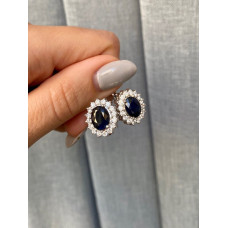 Серебряные серьги со вставками сапфира и циркония 012-3110