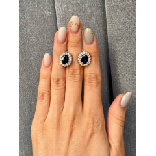 Серебряные серьги со вставками сапфира и циркония 012-3110