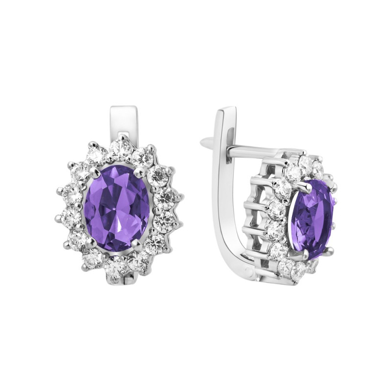 Серебряные серьги с бразильским аметистом  012-6110