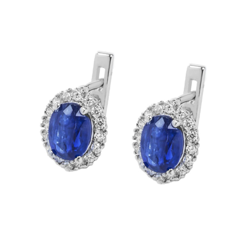Серебряные серьги с кианитом и куб. цирконием 014-3710