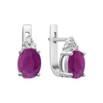 Silver earrings with ruby and cubic Zirconia 021-4410