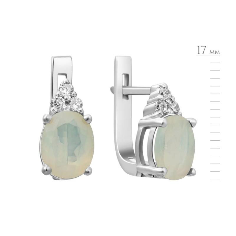 Срібні сережки з опалом та фіанітом 021-5510