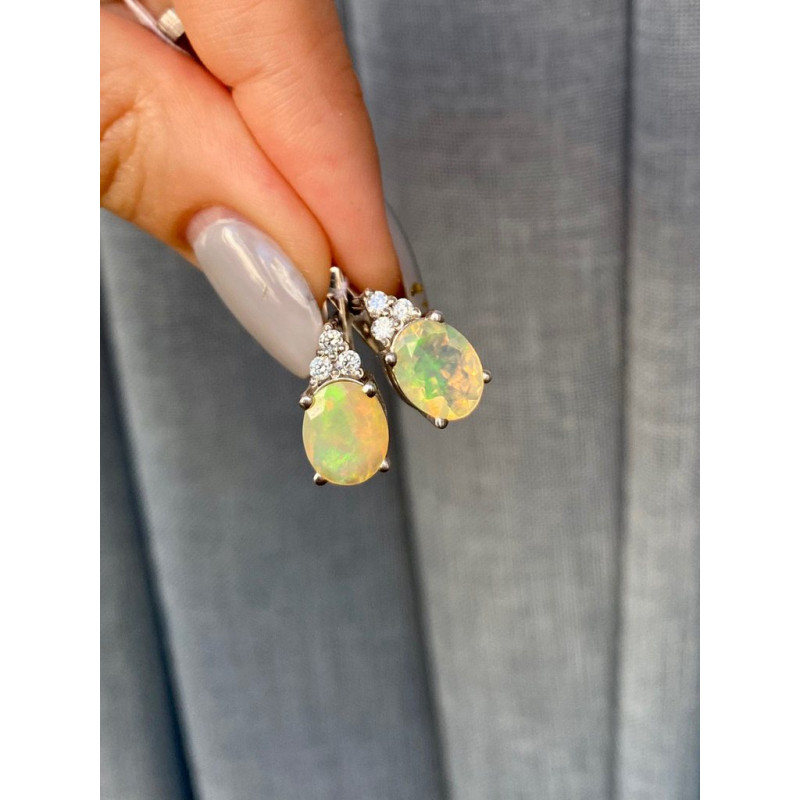 Срібні сережки з опалом та фіанітом 021-5510