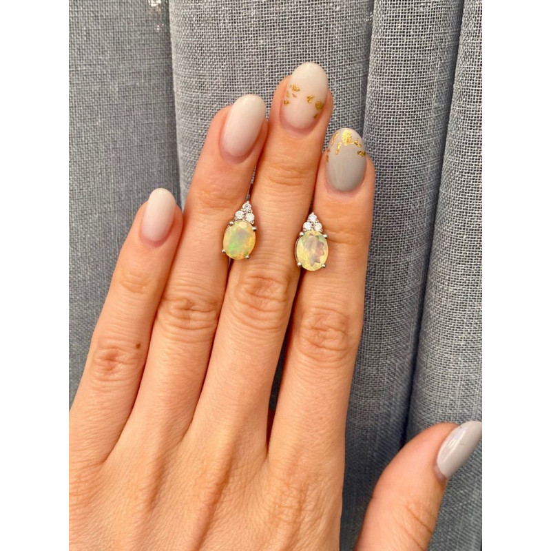 Срібні сережки з опалом та фіанітом 021-5510