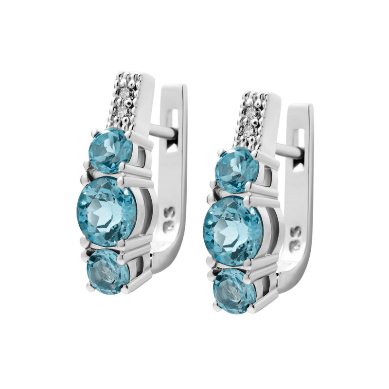 Срібні сережки з свіс топазом та фіанітом 035-3010