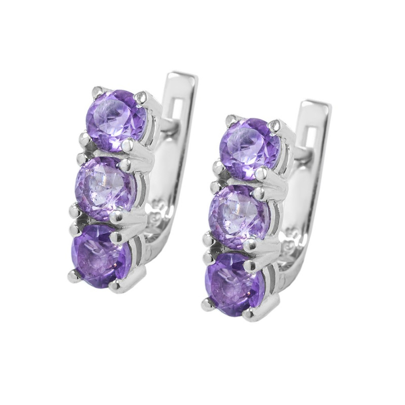 Срібні сережки з аметистом 046-62