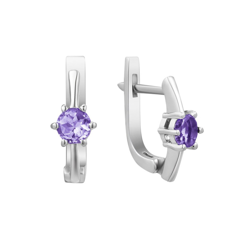 Серебряные серьги с бразильским аметистом  047-61
