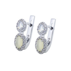 Silver earrings with opal and cubic Zirconia 075-5510