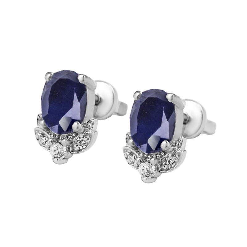 Серебряные серьги с сапфиром 081-3110