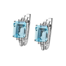 Срібні сережки з скай топазом та фіанітом 103-3910