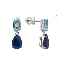 Серебряные серьги с сапфиром 105-3139