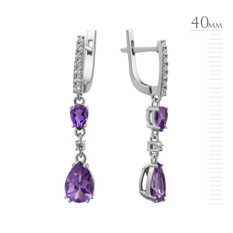 Silver earrings with natural amethyst 106-6210