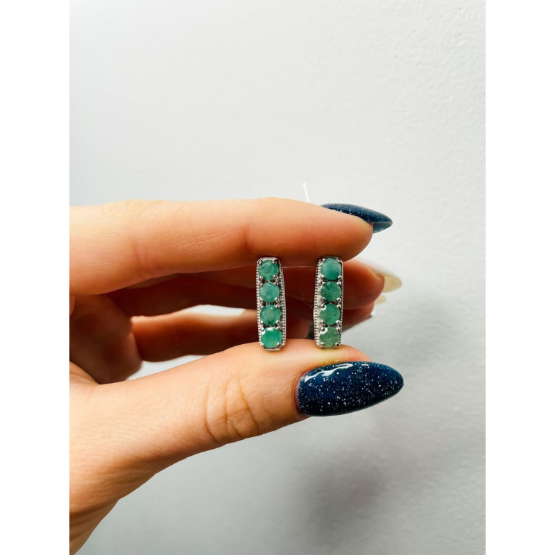 Серебряные серьги с натуральным изумрудом 147-71