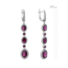 Срібні сережки з родолітом та фіанітом 191-4210