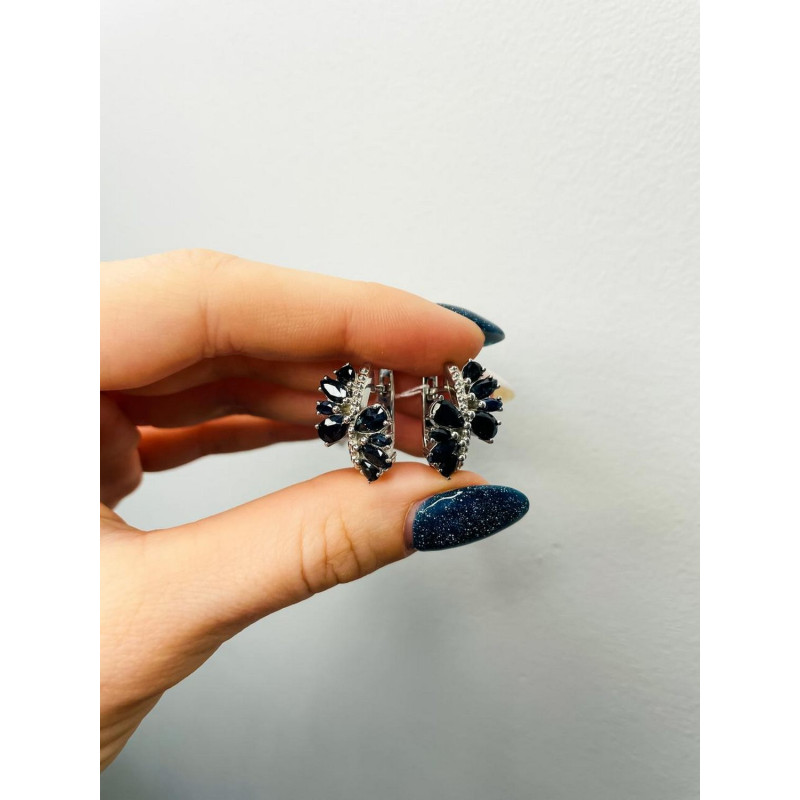 Серебряные серьги с натуральным сапфиром 219-31