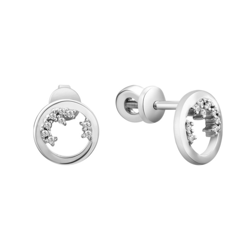 Серебряные серьги с бриллиантом B038-10