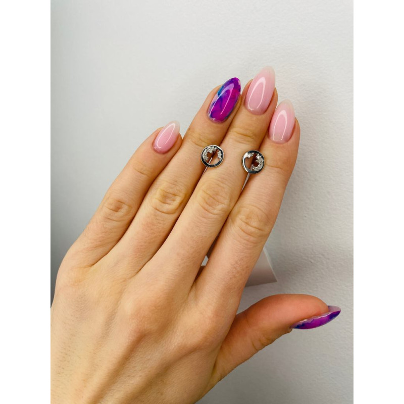 Серебряные серьги с бриллиантом B038-10