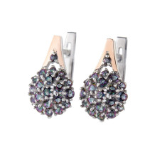 Серебряные серьги со вставками золота и циркония Brusnichka-81