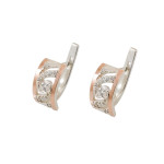 Silver earrings with gold and cubic Zirconia Merelin-10