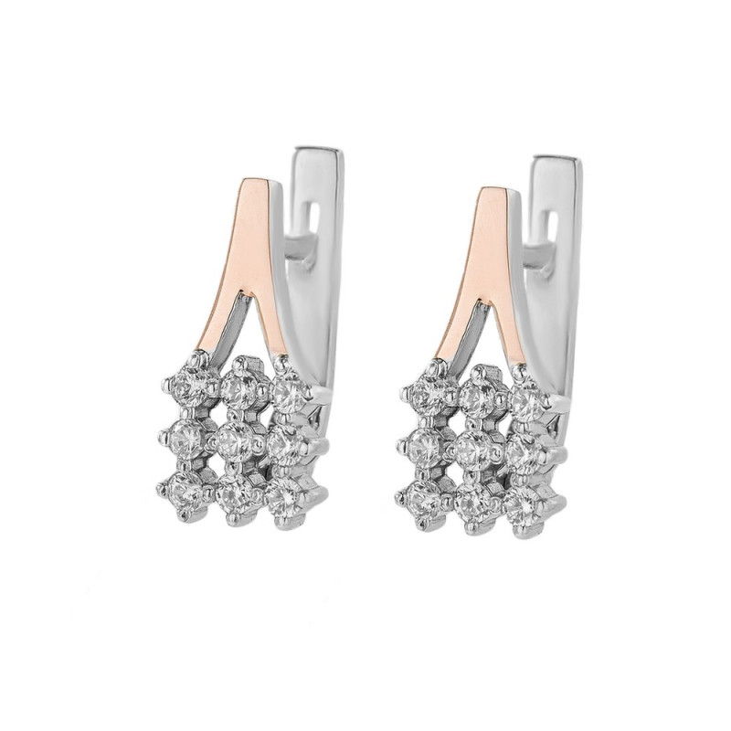 Silver earrings with inlays of gold and zirconium Siena-10
