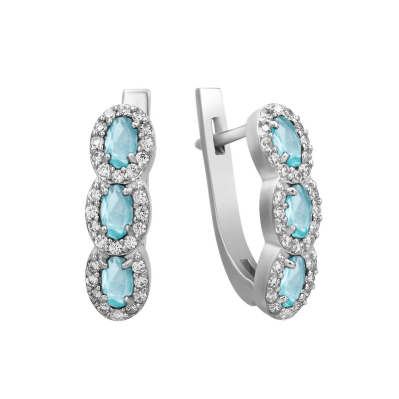 Silver earrings with apatite  and cubic zirconia 009-3810