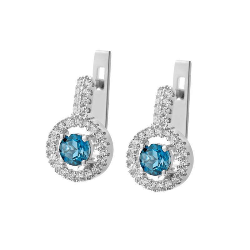 Серебряные серьги со вставками лондон топаза 020-3310