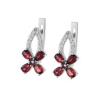 Серебряные серьги с гранатом и куб. цирконием 028-4110