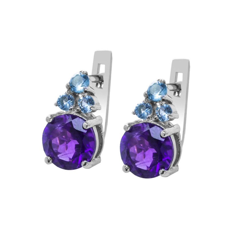 Серебряные серьги с бразильским аметистом  029-6139