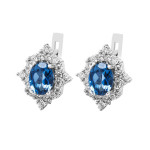Срібні сережки з лондон топазом та фіанітом 042-3310