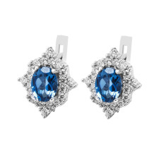 Срібні сережки з лондон топазом та фіанітом 042-3310