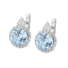 Срібні сережки з скай топазом та фіанітом 048-3910