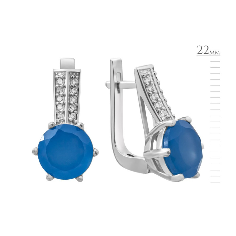 Серебряные серьги с голубым кварцем 054-3210