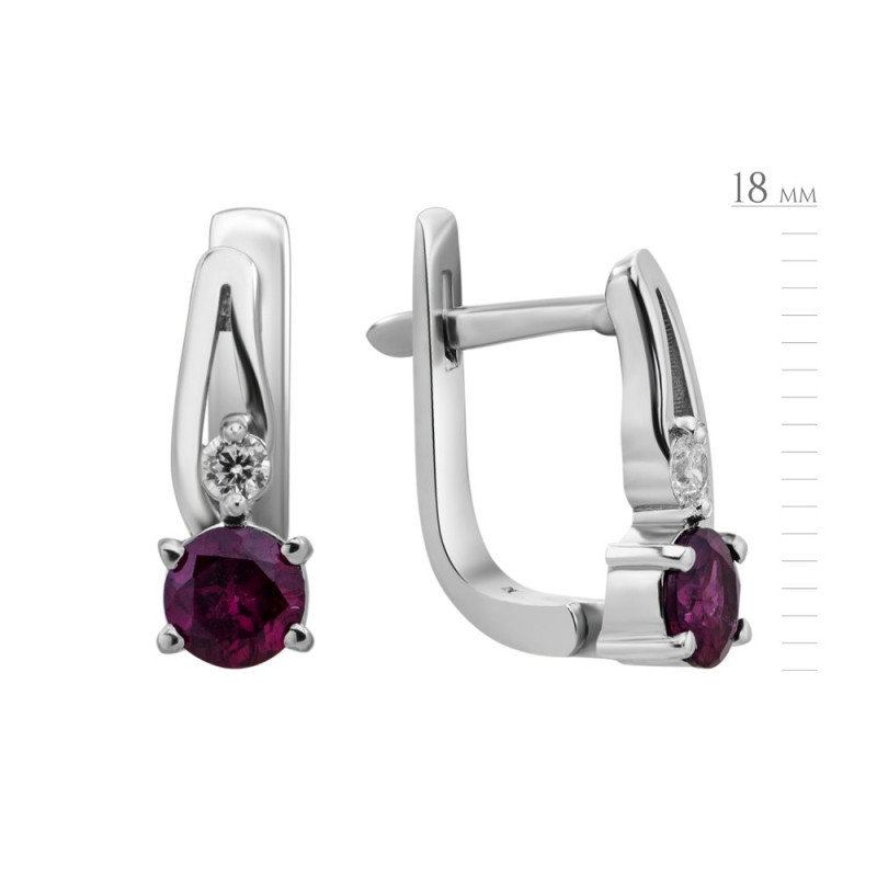 Срібні сережки з родолітом та фіанітом 069-4210