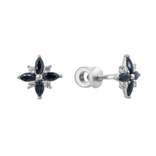 Срібні сережки з сапфіром та фіанітом 093-3110