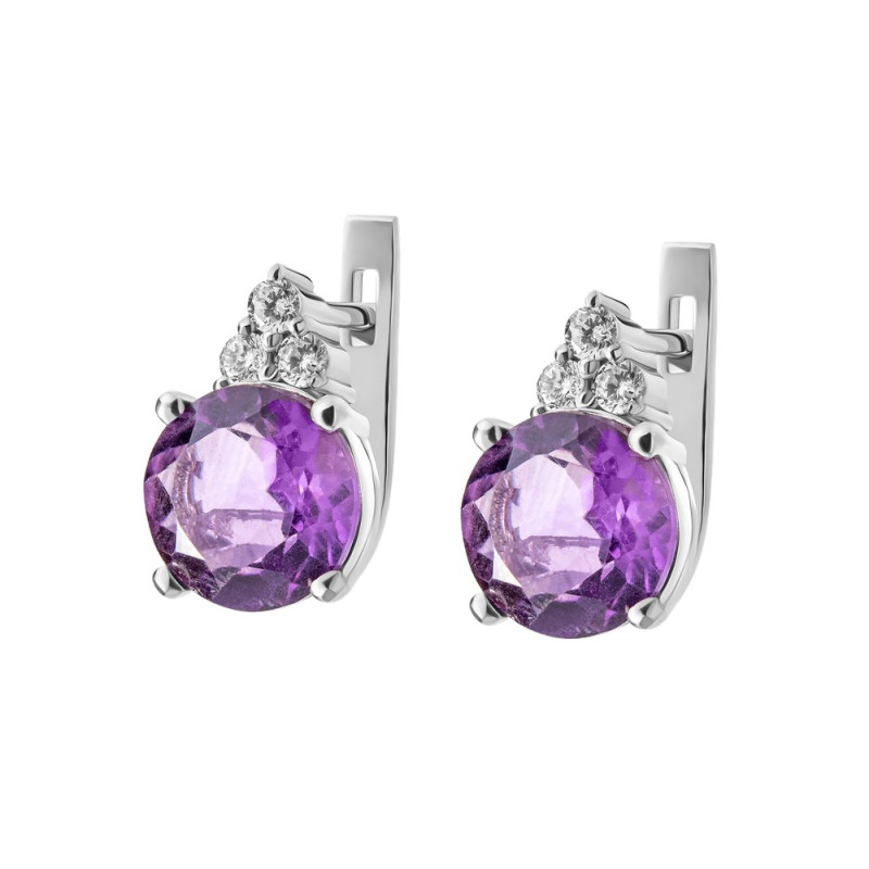 Срібні сережки з аметистом та фіанітом 101-6210