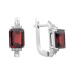 Срібні сережки з гранатом та фіанітом 103-4110
