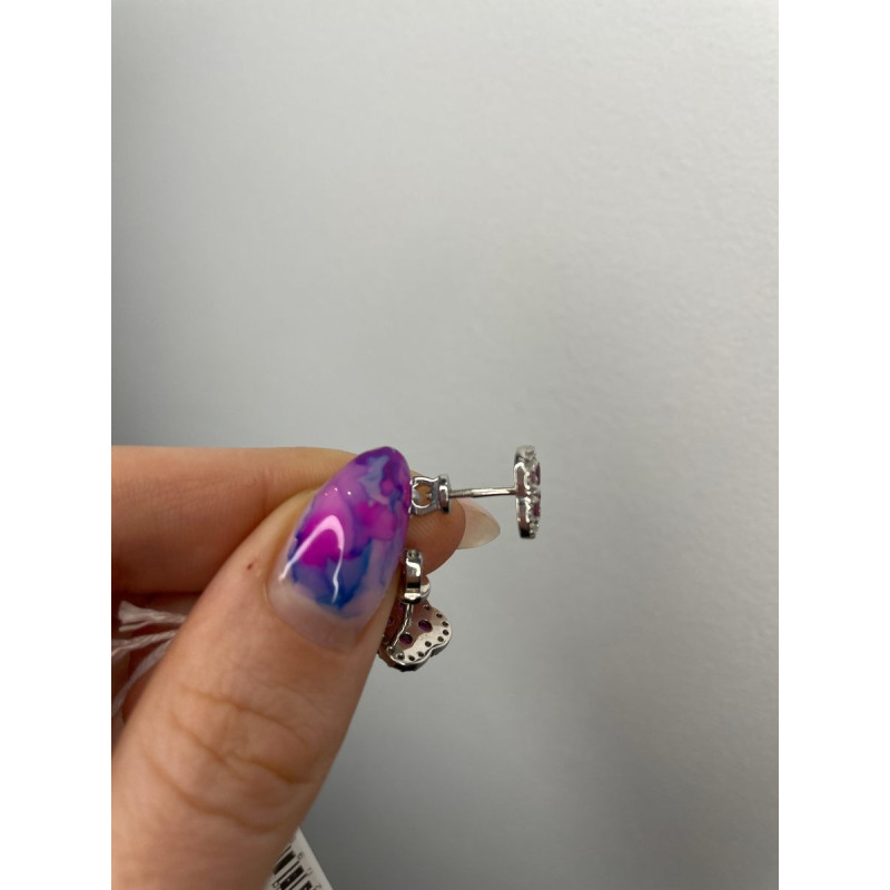 Серебряные серьги с рубином 135-4410