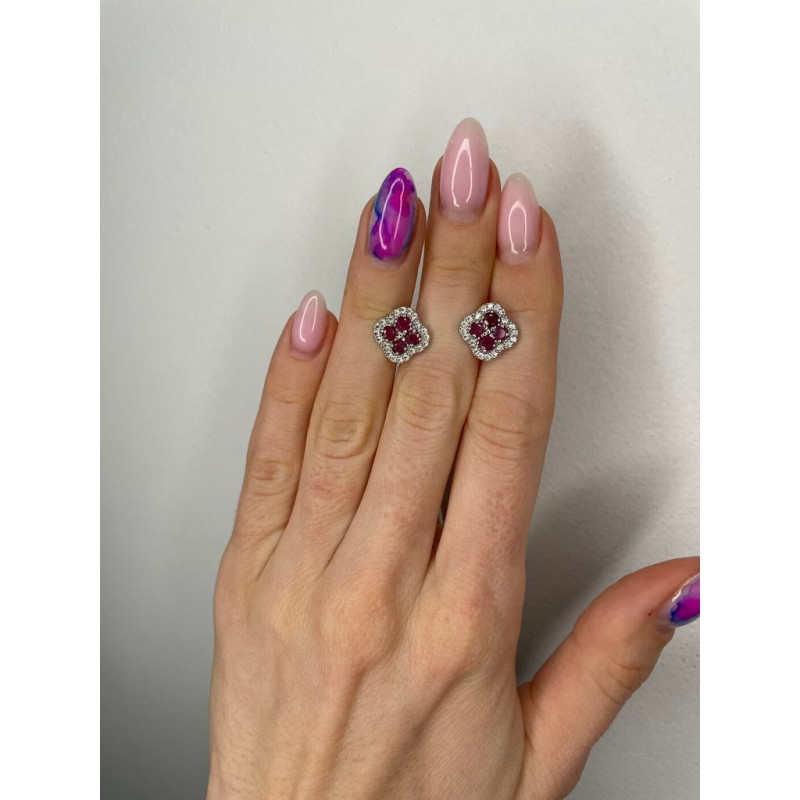 Серебряные серьги с рубином 135-4410