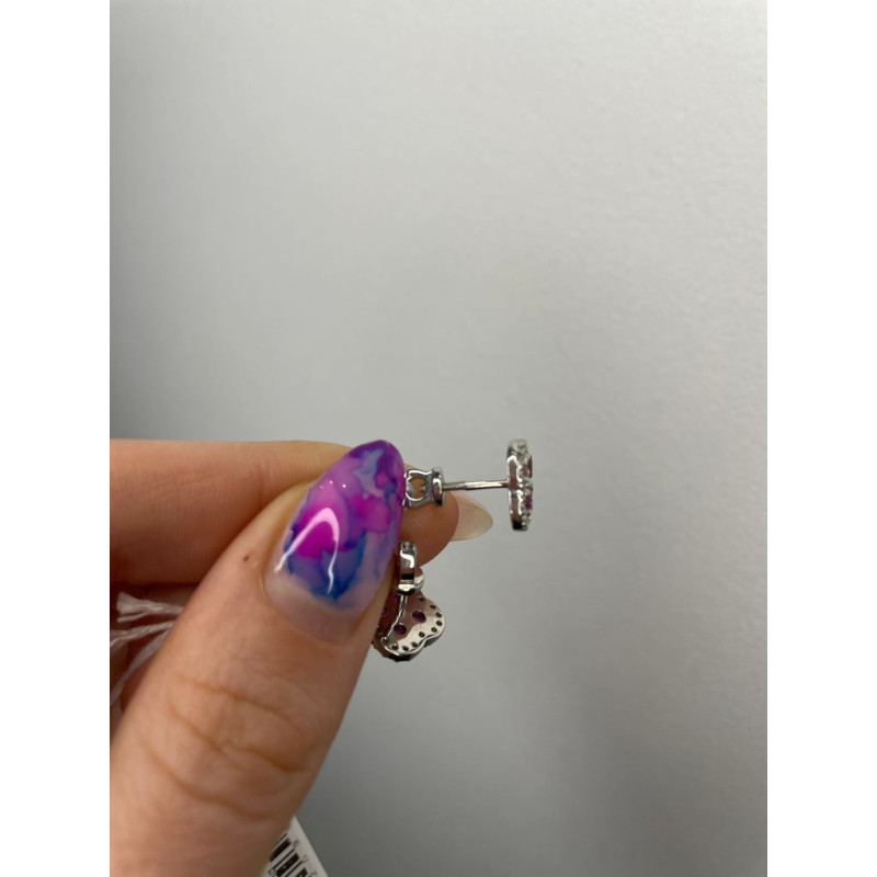 Серебряные серьги с рубином 135-4410