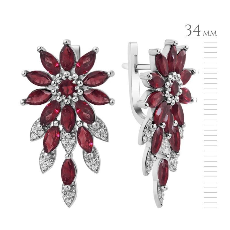 Серебряные серьги с натуральным гранатом 175-4110