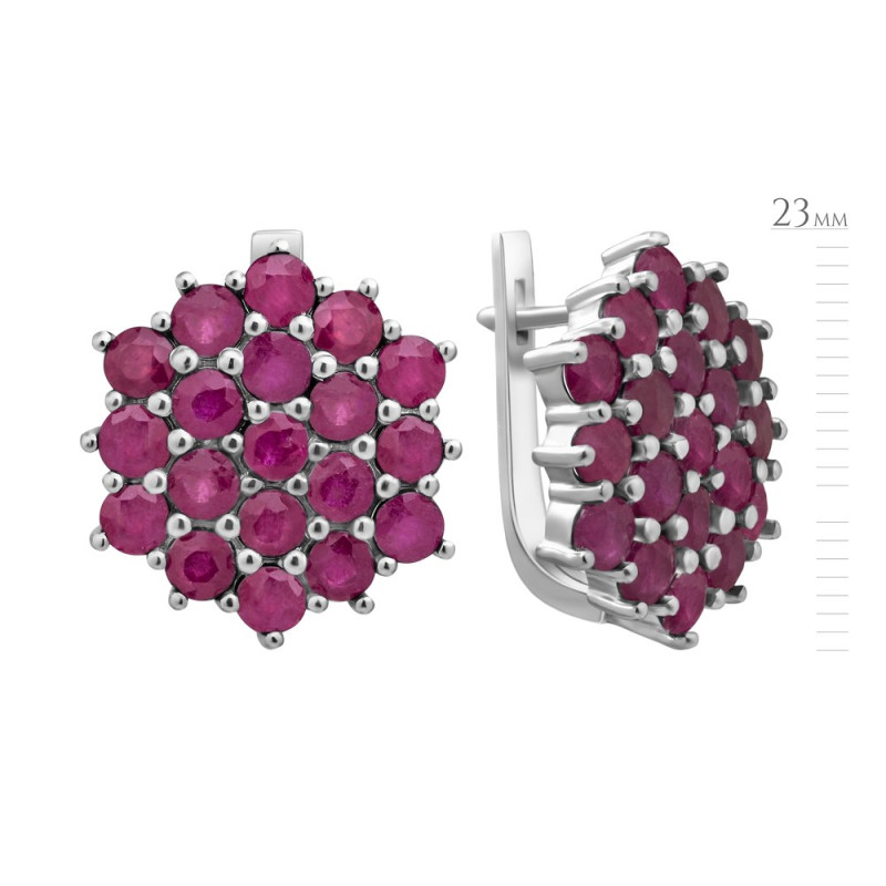 Серебряные серьги с рубином 179-44