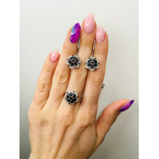 Срібні сережки з сапфіром та фіанітом 206-3110