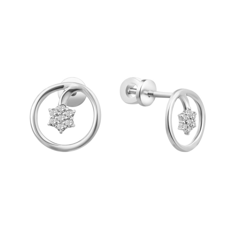 Серебряные серьги с бриллиантом B039-10