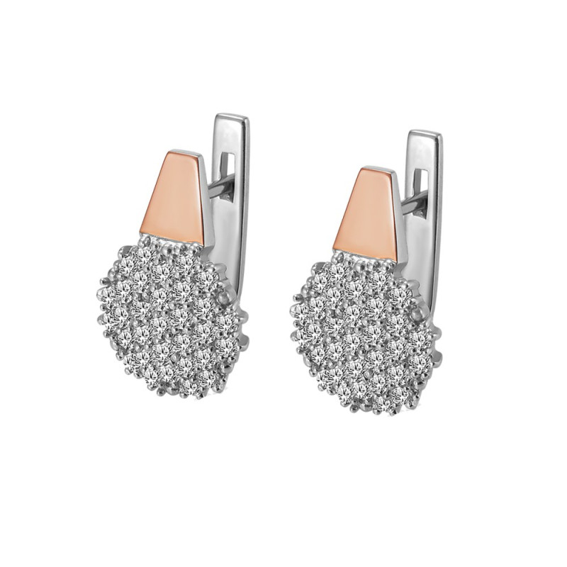 Silver earrings with gold and cubic Zirconia Berry-10