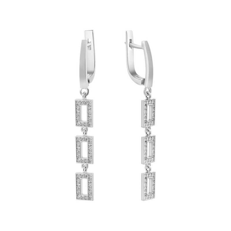 Срібні сережки з фіанітом S050-10